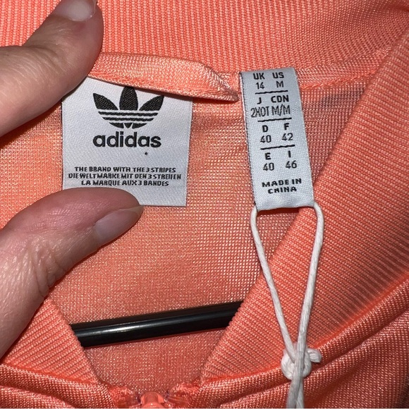 Adidas Coral and Black Zip-Up Bomber Track Jacket Size Medium NWT CD6871 - Picture 12 of 14